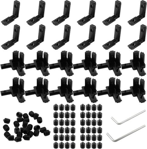 24Pcs 2020 Series T Slot L-Shape Interior Corner Joint Bracket & Aluminum Extrusion Connectors 3-Way End Corner Bracket Connector Set for with Screws and Wrench in Saudi Arabia