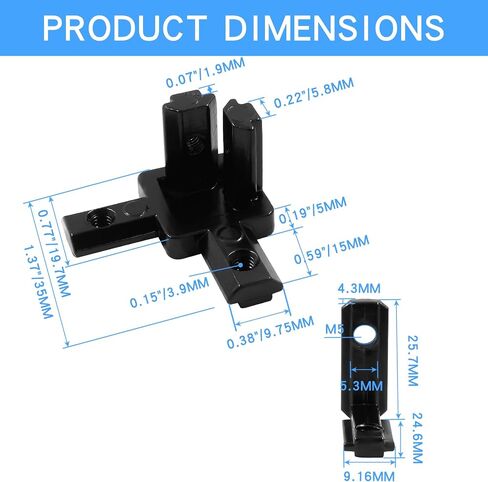 24Pcs 2020 Series T Slot L-Shape Interior Corner Joint Bracket & Aluminum Extrusion Connectors 3-Way End Corner Bracket Connector Set for with Screws and Wrench in Saudi Arabia