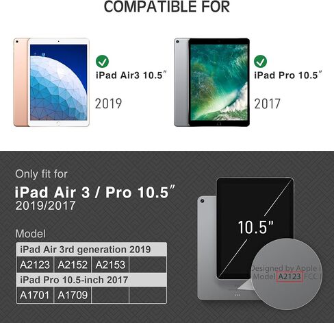 حافظة KingBlanc لجهاز iPad Air (الجيل الثالث) 10.5 بوصة 2019 / iPad Pro 10.5 بوصة 2017 مع حامل أقلام Apple، غطاء ذكي من الجلد النباتي، النوم/الاستيقاظ التلقائي، قابل للطي متعدد الزوايا، أزرق in Kuwait