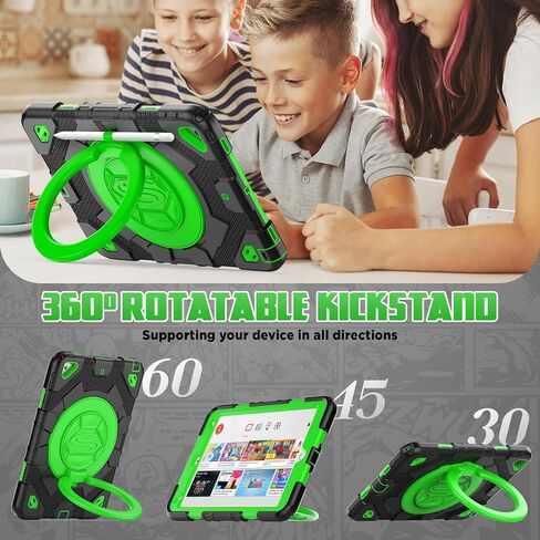 SEYMAC stock Case for iPad 9th/8th/7th Generation 10.2 inch Case with Screen Protector, 360 Rotating Handle Stand, Shoulder Strap & Pencil Holder, Heavy Duty Shockproof Case (Black) in Saudi Arabia