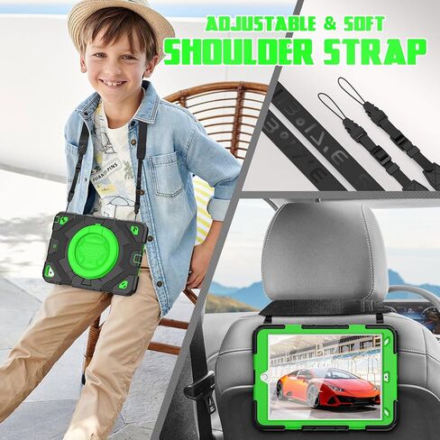 SEYMAC stock Case for iPad 9th/8th/7th Generation 10.2 inch Case with Screen Protector, 360 Rotating Handle Stand, Shoulder Strap & Pencil Holder, Heavy Duty Shockproof Case (Black) in Saudi Arabia