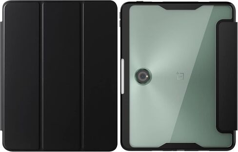 حافظة لجهاز OnePlus Pad، غطاء حامل قابل للطي، إغلاق مغناطيسي للنوم التلقائي، حامل Stylo شفاف متين من البولي كربونات الخلفي من مادة TPU المقاومة للصدمات لجهاز OnePlus Pad - قلاب أسود in Kuwait