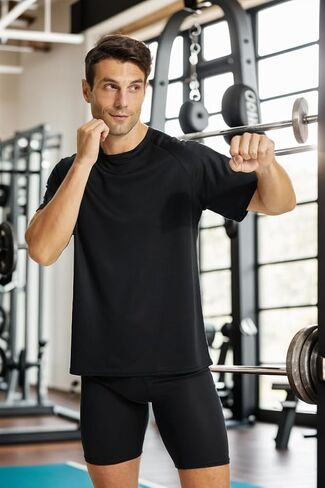 قميص رجالي للتمرين من YUSHOW، سريع الجفاف، قميص رياضي للجري بأكمام قصيرة، تي شيرت شبكي ماص للرطوبة للرجال in Kuwait