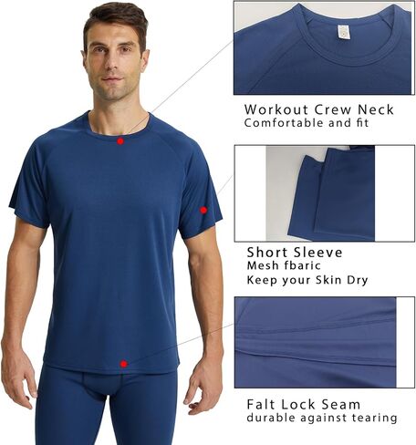 قميص رجالي للتمرين من YUSHOW، سريع الجفاف، قميص رياضي للجري بأكمام قصيرة، تي شيرت شبكي ماص للرطوبة للرجال in Kuwait
