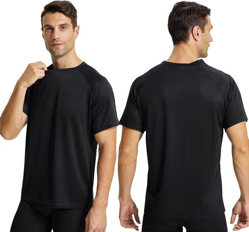قميص رجالي للتمرين من YUSHOW، سريع الجفاف، قميص رياضي للجري بأكمام قصيرة، تي شيرت شبكي ماص للرطوبة للرجال in Kuwait