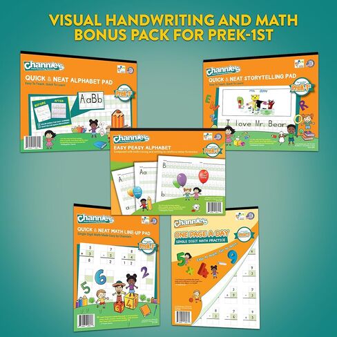 Channie’s All-In-One Visual Handwriting & Math Workbook Set for Pre-Kindergarten - 1st Grade Elementary School Students (5 Pack) in Kuwait