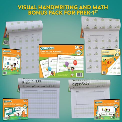 Channie’s All-In-One Visual Handwriting & Math Workbook Set for Pre-Kindergarten - 1st Grade Elementary School Students (5 Pack) in Kuwait