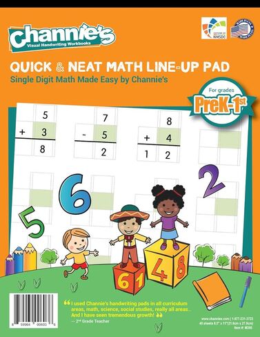 Channie’s All-In-One Visual Handwriting & Math Workbook Set for Pre-Kindergarten - 1st Grade Elementary School Students (5 Pack) in Kuwait