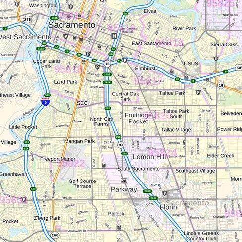 Sacramento County, California - 36" x 48" Laminated Wall Map in Saudi Arabia