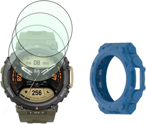 Not a defect Watch Screen Protector (3+1Pack) Compatible for Amazfit T-Rex 2, Tempered Glass Film Anti-Scratch High Definition Full blue in Saudi Arabia