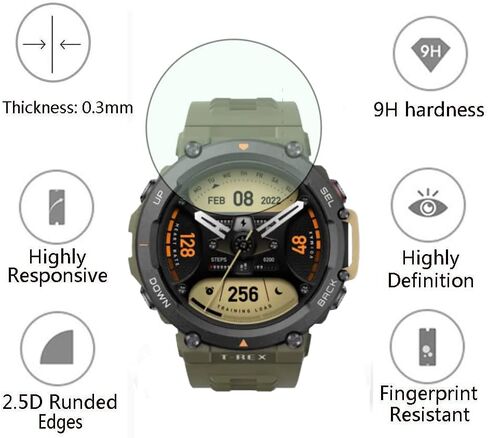 Not a defect Watch Screen Protector (3+1Pack) Compatible for Amazfit T-Rex 2, Tempered Glass Film Anti-Scratch High Definition Full blue in Saudi Arabia
