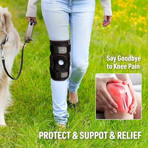Hinged Knee Brace for Knee Pain with Side Stabilizers Knee Braces for Women Men Adjustable Knee Pad for Meniscus Tear Plus Size Compression Patella Gel Pads Knee Support for ACL, MCL in Saudi Arabia