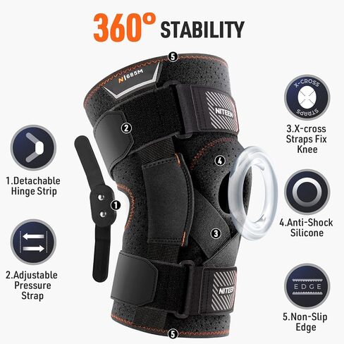 Hinged Knee Brace for Knee Pain with Side Stabilizers Knee Braces for Women Men Adjustable Knee Pad for Meniscus Tear Plus Size Compression Patella Gel Pads Knee Support for ACL, MCL in Saudi Arabia