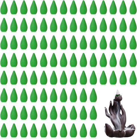 100Pcs Green Tea Backflow Incense Cones Bulk, Long Lasting Waterfall Sandalwood Fragrant Cone, Natural Handwork Scents for Aromatherapy Meditation & Yoga in Saudi Arabia