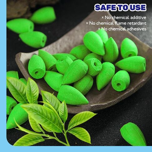 100Pcs Green Tea Backflow Incense Cones Bulk, Long Lasting Waterfall Sandalwood Fragrant Cone, Natural Handwork Scents for Aromatherapy Meditation & Yoga in Saudi Arabia