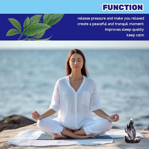 100Pcs Green Tea Backflow Incense Cones Bulk, Long Lasting Waterfall Sandalwood Fragrant Cone, Natural Handwork Scents for Aromatherapy Meditation & Yoga in Saudi Arabia