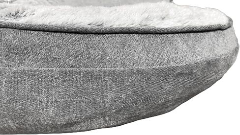 سرير كلب كبير الحجم ومريح باللون الرمادي - مقاس 38 عرضًا × 30 طولًا × 9 ارتفاعًا. بيضاوي. قاعدة من الإسفنج الذكي مع دعامة من ألياف البوليستر وسطح قطيفة. in Kuwait