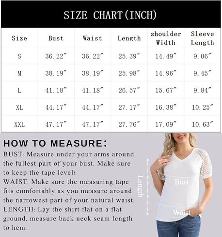 Women's T Shirts Classic V Neck Lace Short Sleeve Tops Loose Casual Tee Solid Color Blouse Lightweight and Basic in Saudi Arabia