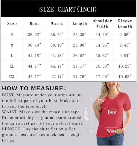 Women's T Shirts Classic V Neck Lace Short Sleeve Tops Loose Casual Tee Solid Color Blouse Lightweight and Basic in Saudi Arabia