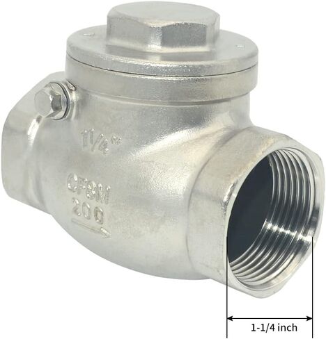 الفولاذ المقاوم للصدأ SS316 NPT 1-1/4 "صمام فحص التأرجح WOG 200 PSI PN16 CF8M... in Kuwait