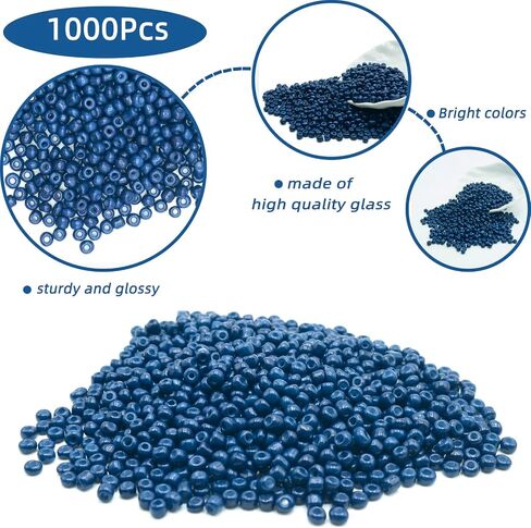 1000 Pcs 4mm Blue Round Glass Seed Beads for Jewelry Making, DIY Art, Crafts, Gifts in Saudi Arabia