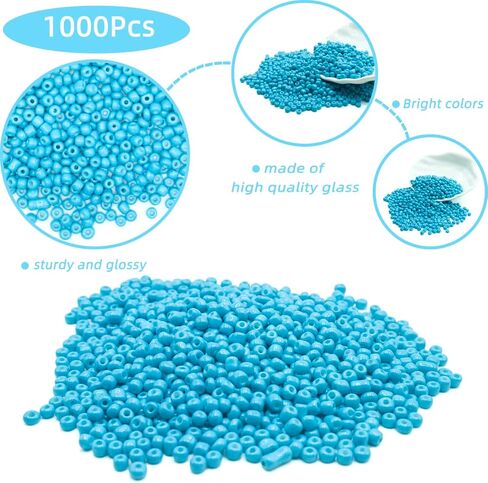 1000 Pcs 4mm Blue Round Glass Seed Beads for Jewelry Making, DIY Art, Crafts, Gifts in Saudi Arabia