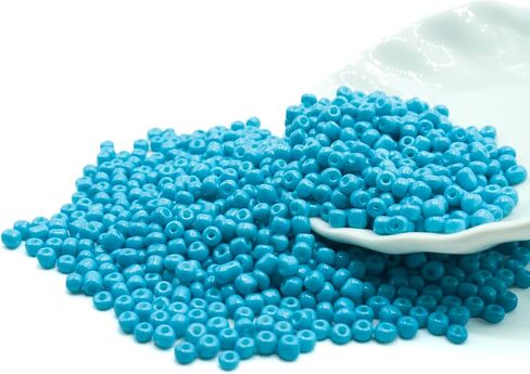 1000 Pcs 4mm Blue Round Glass Seed Beads for Jewelry Making, DIY Art, Crafts, Gifts in Saudi Arabia