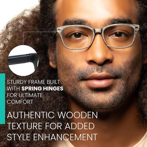Gray Wood Tone Reading Glasses Men & Women to Look Unique With Clear Vision - Strong & Durable Readers For Women & Men - Comfortable Spring Hinges for All Face Shapes - Mens Reading Glasses 1.0 in Saudi Arabia