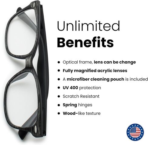 Gray Wood Tone Reading Glasses Men & Women to Look Unique With Clear Vision - Strong & Durable Readers For Women & Men - Comfortable Spring Hinges for All Face Shapes - Mens Reading Glasses 1.0 in Saudi Arabia
