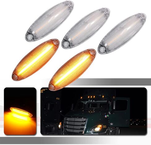 لـ 2008 2009 2010 2011 2012 2013 2014 2015 2016 2017 2018 2019 Freightliner Cascadia نصف شاحنات أمامية مرتفعة الكابينة سقف الجري العلوي أضواء التخليص استبدال العنبر 5 قطعة Led in Saudi Arabia