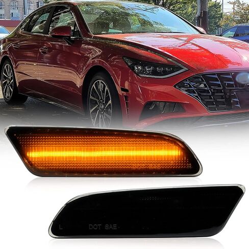 NSLUMO استبدال أضواء علامة الجانب لشركة هيونداي سوناتا DN8 2020 2021 2022 2023 العنبر Led المصد الأمامي الجانب ماركر عاكس ضوء الإشارة عدة LH RH عدسة مدخنة OEM 921A1L0300 in Saudi Arabia