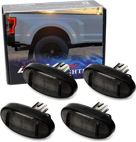 iJDMTOY Smoked Lens Amber/Red Full LED Trunk Bed Marker Lights Set Compatible With 2011-up Ford F250-F550 Super Duty Truck Double Wheel Side Fenders, Powered by Total 48 LED in Saudi Arabia