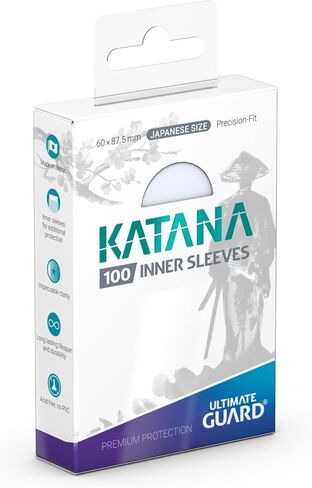 أكمام بطاقات داخلية Ultimate Guard Katana، 100 أكمام TCG مقاس ياباني، 64 × 89 مم، شفافة، أكمام البطولة، خالية من PVC والأحماض، أكمام مزدوجة مثالية in Saudi Arabia