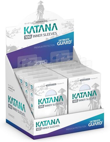 أكمام بطاقات داخلية Ultimate Guard Katana، 100 أكمام TCG مقاس ياباني، 64 × 89 مم، شفافة، أكمام البطولة، خالية من PVC والأحماض، أكمام مزدوجة مثالية in Saudi Arabia