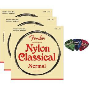 Fender Nylon Classical Strings - Tie End 3-Pack Bundle with 3-Pack Picks in Kuwait
