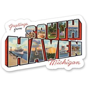 Squiddy Greetings from South Haven Michigan - Vinyl Sticker Decal for Phone, Laptop, Water Bottle (4" Wide) in Saudi Arabia