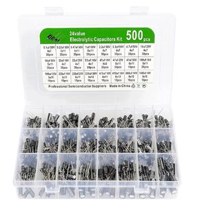 24 Values 500pcs Electrolytic Capacitor Kits (0.1uF-1000uF) 10V 16V 25V 50V Plug-in Aluminium Electrolytic Capacitor Kit Boxes in Kuwait