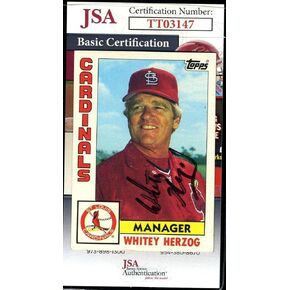 y Herzog JSA Coa Autograph 1984 Topps Signed - Baseball Slabbed Autographed Cards in Kuwait