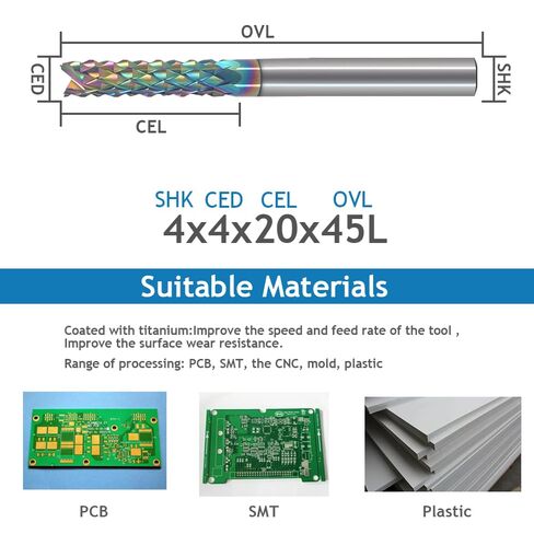 3.175mm 4mm 6mm 8mm Shank Carbide Tungsten Corn Cutter Cutting PCB Milling End Mill CNC Router Bits For Circuit Board Fibreboard(8x35x70L) in Kuwait