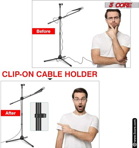 5 كور ترايبود حامل الميكروفون 4pcs قابلة للتعديل 31 إلى 76 بوصة حامل الذراع حامل الميكروفون 360 درجة الدوران + ميكروفون مزدوج - MS DBL 4pcs in Kuwait