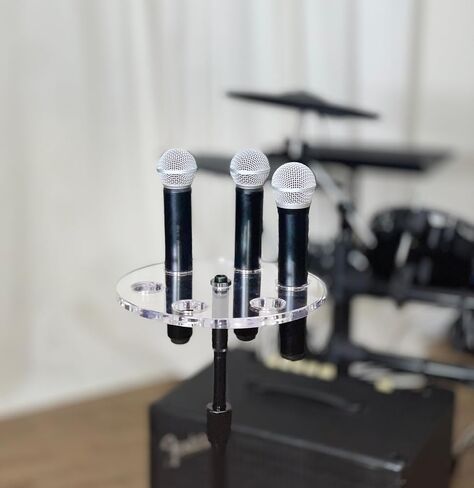 Multi Mic Holder – Holds 6 Mics | Clear Acrylic Mic Stand Organizer for DJ, Church, Stage & Studio | Fits Standard Mic Stands | Supply Goose | Wireless Mic Holder in Saudi Arabia