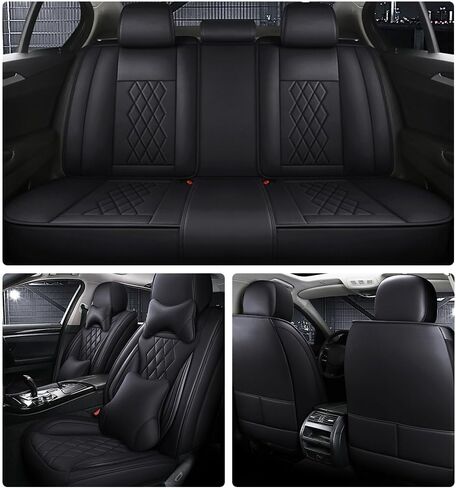 5 مقاعد أغطية لأغطية مقعد سيارة Jaguar S-Type 2000-2008 ، أغطية مقعد السيارة الجلدية Nappa ، وسائد مقعد السيارة ، أغطية مقعد السيارة الناعمة ، الملحقات الداخلية المتوافقة مع الوسادة الهوائية (Deluxe ، Beige) in Saudi Arabia