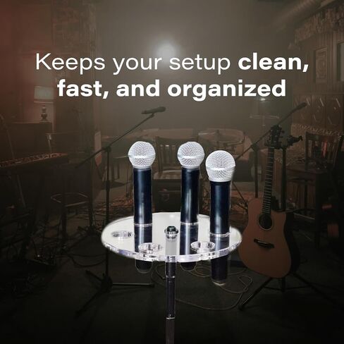 Multi Mic Holder – Holds 6 Mics | Clear Acrylic Mic Stand Organizer for DJ, Church, Stage & Studio | Fits Standard Mic Stands | Supply Goose | Wireless Mic Holder in Saudi Arabia