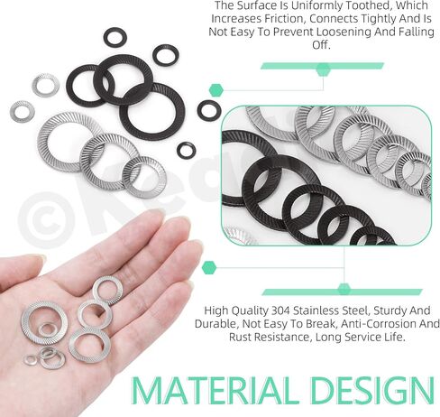Keadic 160 Pcs Double Side 65Mn Steel Lock Washer Conical Spring Washers, Serrated Lock Washers for Secure Fastening- M3 M4 M5 M6 M8 M10 M12 M14 M16 in Saudi Arabia