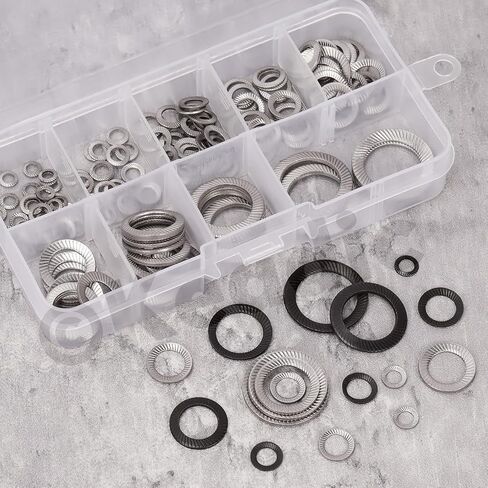Keadic 160 Pcs Double Side 65Mn Steel Lock Washer Conical Spring Washers, Serrated Lock Washers for Secure Fastening- M3 M4 M5 M6 M8 M10 M12 M14 M16 in Saudi Arabia