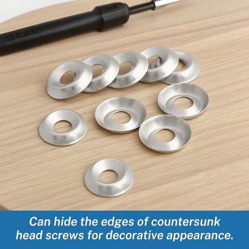 200 Qty #8/#10 Countersunk 304 Stainless Steel Washers for Screws and Bolts,Silver/Black Metal Cup Washer Set for Fastening (Black, #8-200) in Kuwait