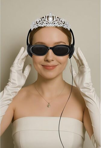 Princess Costumes Accessories for Women Crown Headband Long White Gloves Sunglasses and Headphones Set for Womens Princess Costume Party Cosplay Dress Up Party Bachelorette Party Supplies in Saudi Arabia
