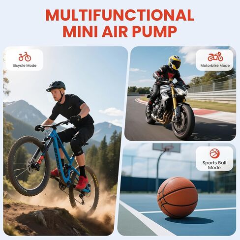 Mini Bike Tire Pump (150PSI Fast Inflation with Guage) (Presta and Schrader Valve) Portable Electric Air Pump for Road and Mountain Bicycle, E-Bike, Motorcycle, Sports Ball in Saudi Arabia
