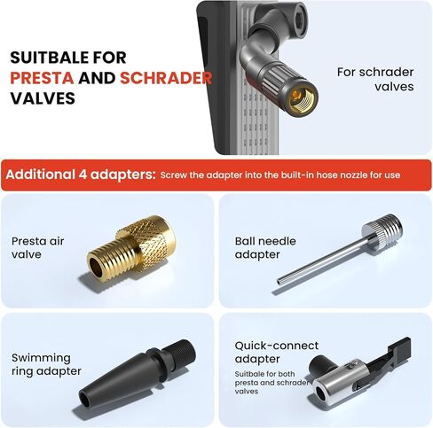 Mini Bike Tire Pump (150PSI Fast Inflation with Guage) (Presta and Schrader Valve) Portable Electric Air Pump for Road and Mountain Bicycle, E-Bike, Motorcycle, Sports Ball in Saudi Arabia