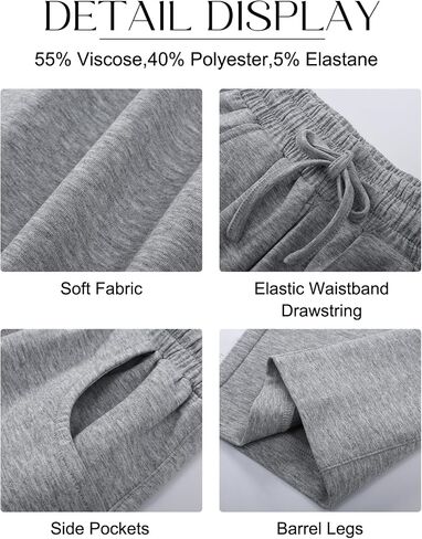 Kissonic Womens Barrel Leg Sweatpants Elastic Waist Drawstring Wide Leg Pants Baggy Lounge Pants with Pockets(Black-XL) in Saudi Arabia